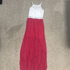 JUNIORS Magenta and White Maxi Dress